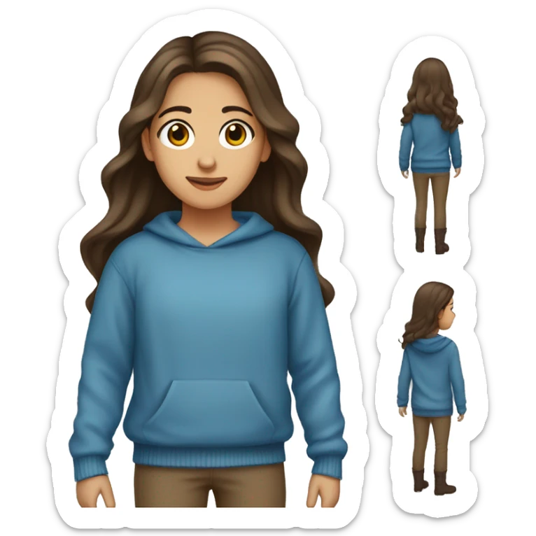 winter, christmas, hispanic, long brown hair, girl, brown eyes, child, full body, blue sweater sticker