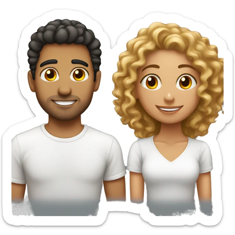 Hispanic guy with straight hair in love with hispanic girl with curly hair sticker