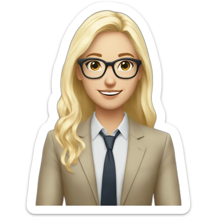 young account manager working in ad agency with platinum blonde hair and big tortoiseshell glasses sticker