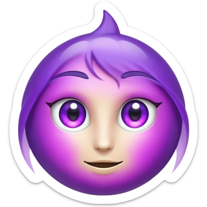 Un emoji mystérieux avec une aura magique violette et des yeux brillants. sticker