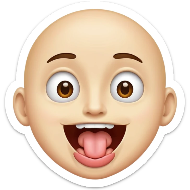 Eyes wide open with tongue sticking out of mouth sticker