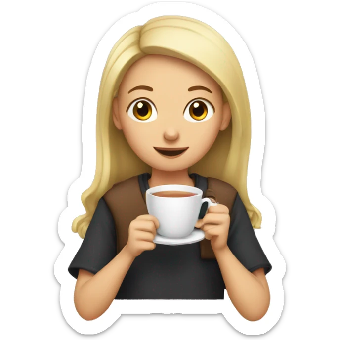 Girl sipping tea sticker