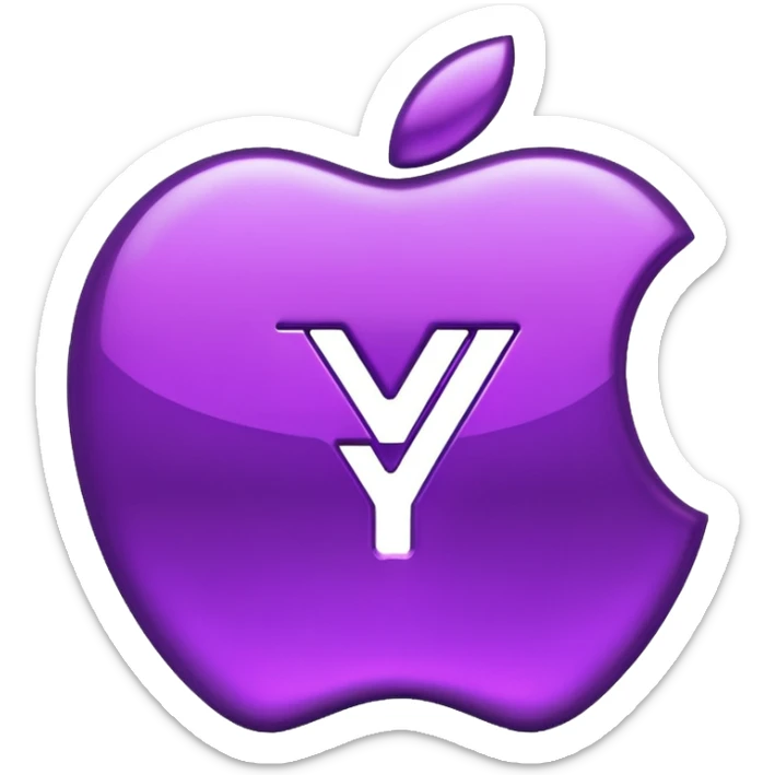 yuan sign symbol in metallic purple color, apple emoji style, no text sticker