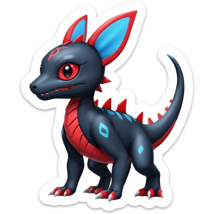 Cute Shiny Guilmon-Salandit-Umbreon-Fakémon-hybrid-creature (full body)  sticker