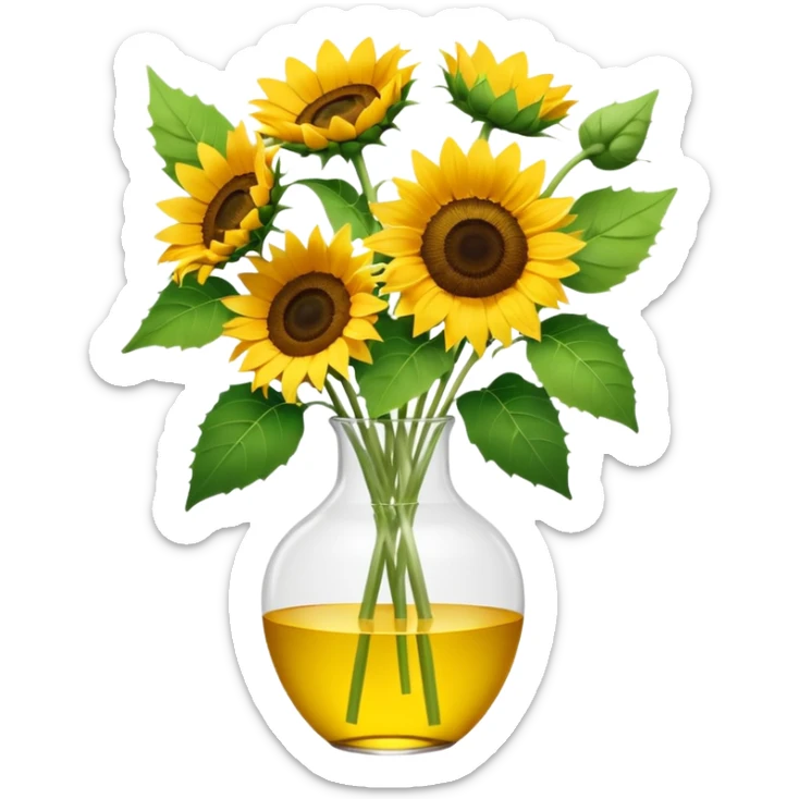 sunflower bouquet in a clear vase with scandinavian minimalist vibe sticker