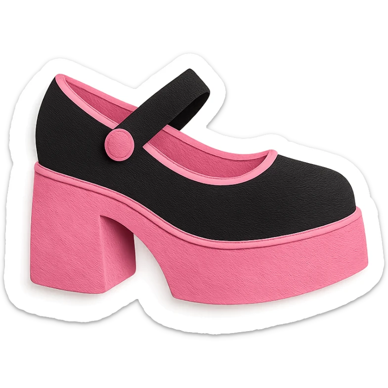 BLACKPINK-inspired gothic shoes, no hearts, black and pink, cute and stylish, paper craft style sticker