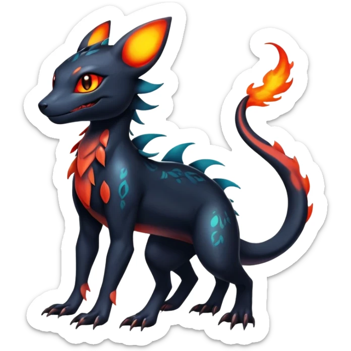 Colorful Dark Shiny Exotic Salandit-Umbreon-Quilava-Fakémon-hybrid-creature (full body)  sticker