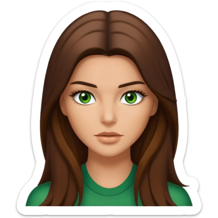 Kendal Jenner with green eyes and brown long hair and Carmel skin  sticker