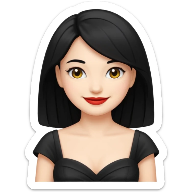 “Emoji girl, femme fatale, black hair. megan fox vibes black dress sticker