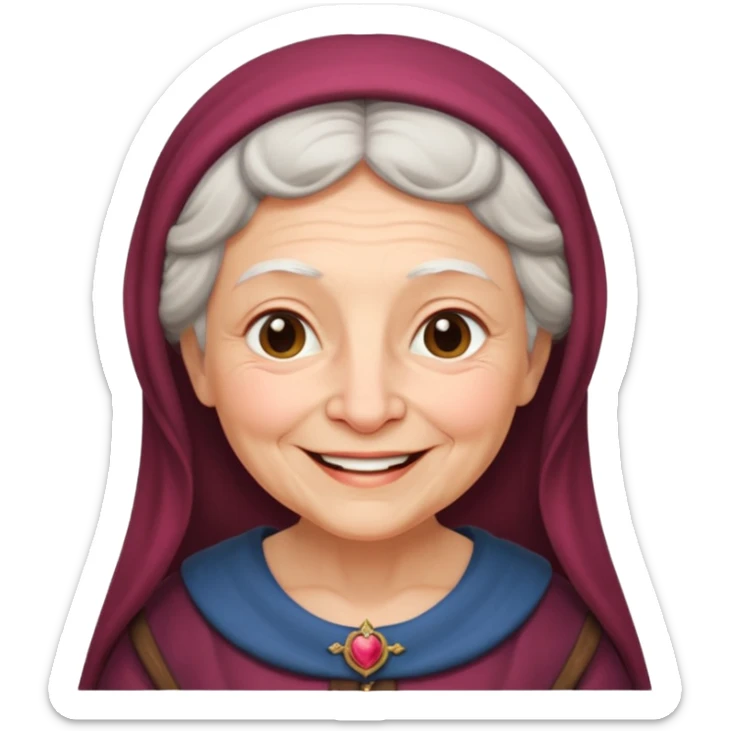 The kind and amiable grandmother in medieval fairy tales sticker