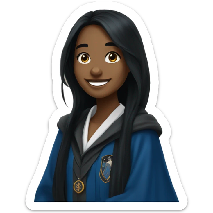 Ravenclaw from Hogwart girl Student with robes - long black hairs and beautiful smile  sticker