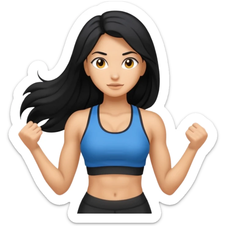Long black hair girl with gym aesthetic  sticker