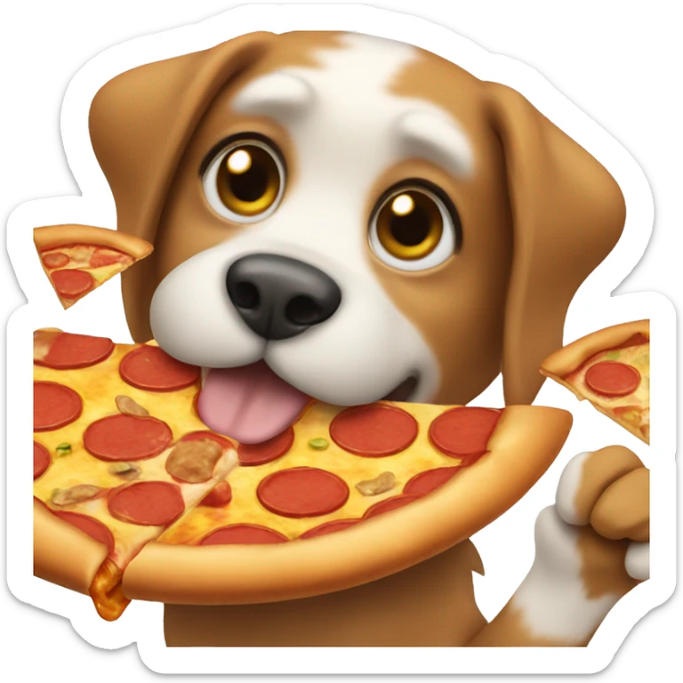 Dog eating pizza  sticker