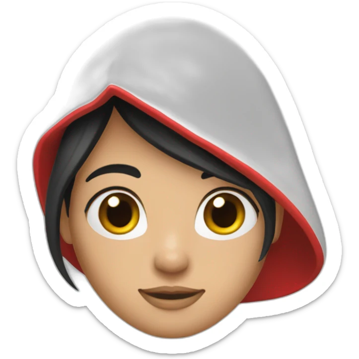 red-ridding-hood-with-long-black-strait-hair-with-white-break-hair sticker