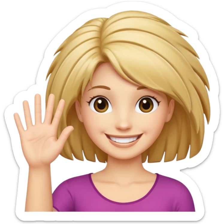 A palm with women's hair and face saying Hi, Matt! sticker