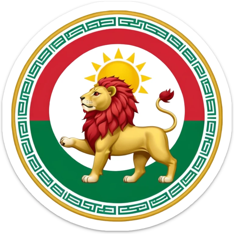 Can you make a flag exactly like this 🇮🇷 but insde it i want a sun and lion sticker