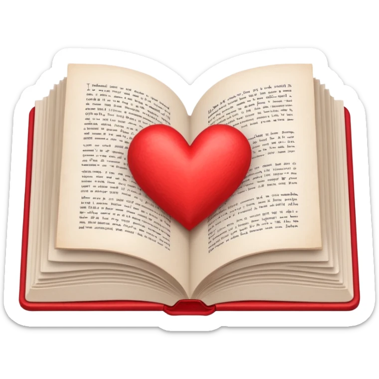 un libro abierto y que en sus paginas haya un corazon hecho con las manos sticker