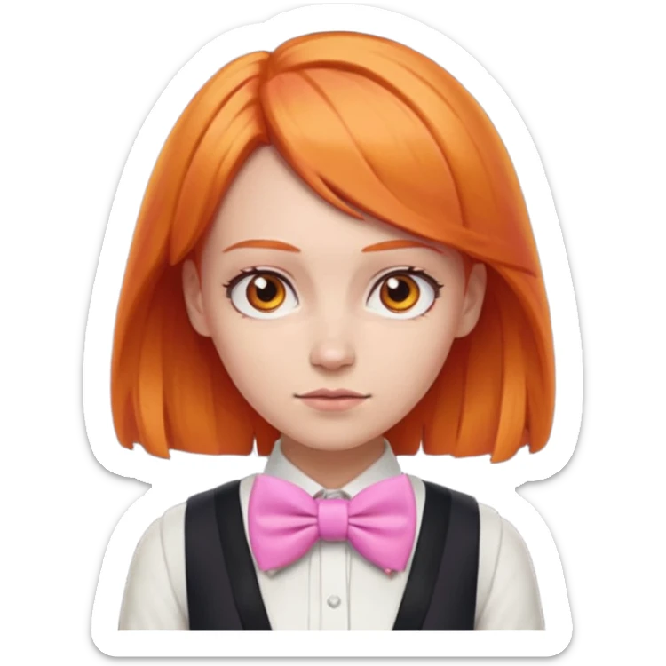 In A Clash Of Clans Aesthetic orange hair woman with pink bowtie sticker