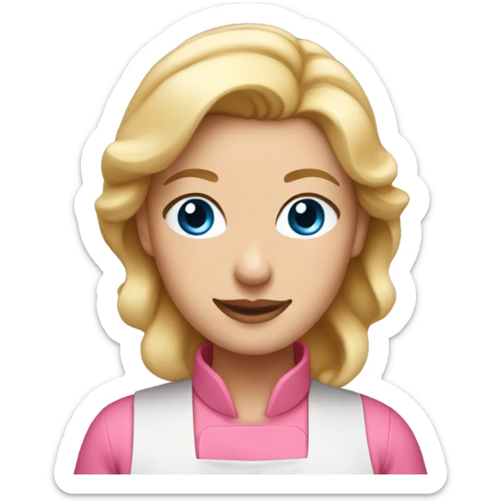 Women baker with blonde hair and blue eyes in pink clothes  sticker
