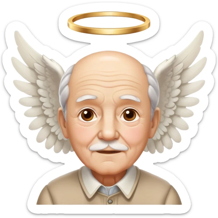 elderly grandfather with angel wings and halo sticker