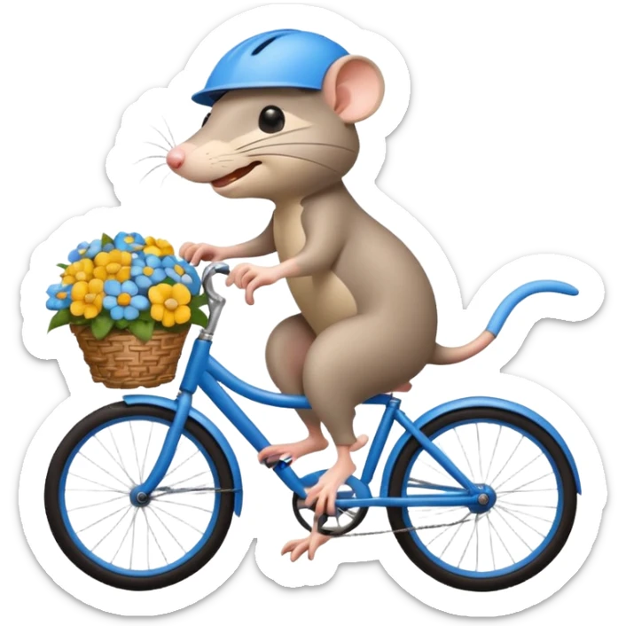 a-cheerful- rat-riding-a-blue-bicycle,-wearing-a-cute-helmet,-with-a-big-smile-and-a-basket-full-of-flowers-on-the-front.-bright,-cartoonish-style,-simple-and-fun. sticker