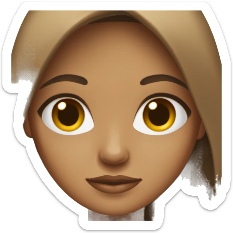 a light brown girl with dark brown straight hair round, brown eyes sticker