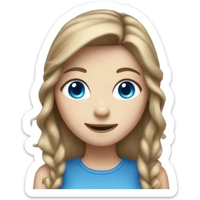 A white girl with brown hair and blue eyes raising the roof sticker