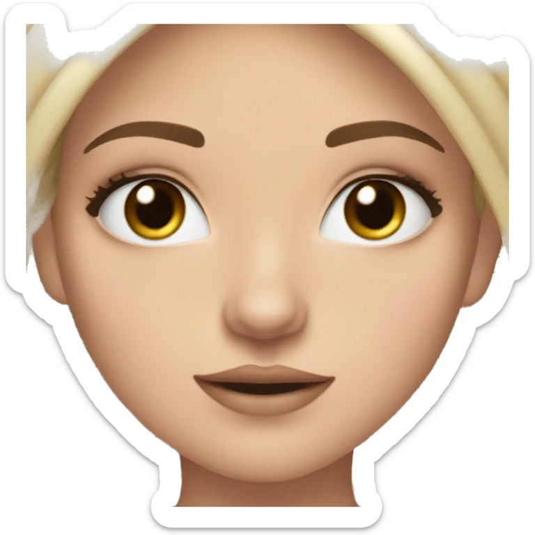 White girl straight dark brown hair lashes cute  sticker