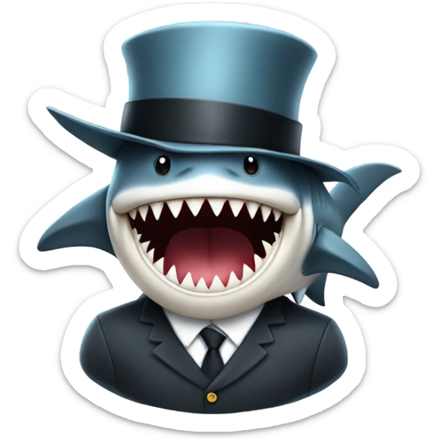Shark with a top hat sticker