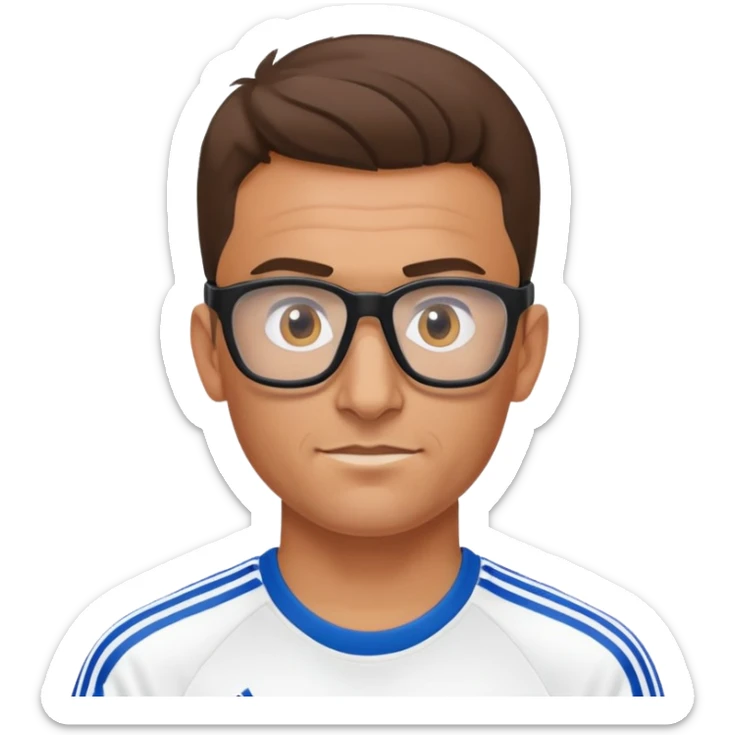 Profesor Educación Física sin gorro con lentes deportivos pescador Adidas joven moreno sticker