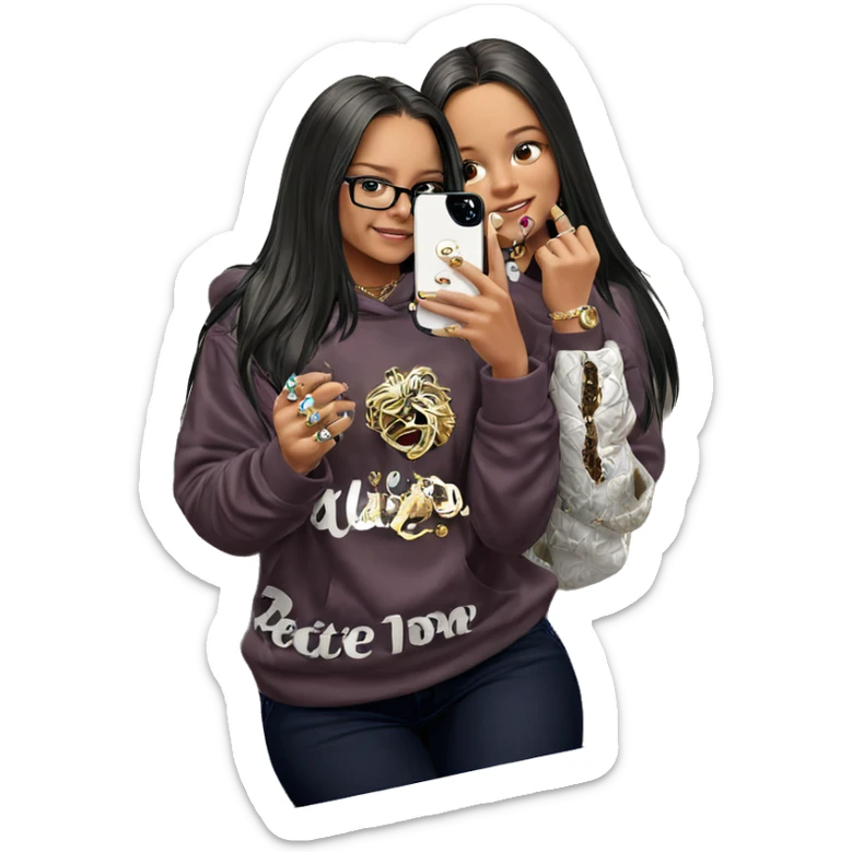 selfie with jewelry in bathroom sticker