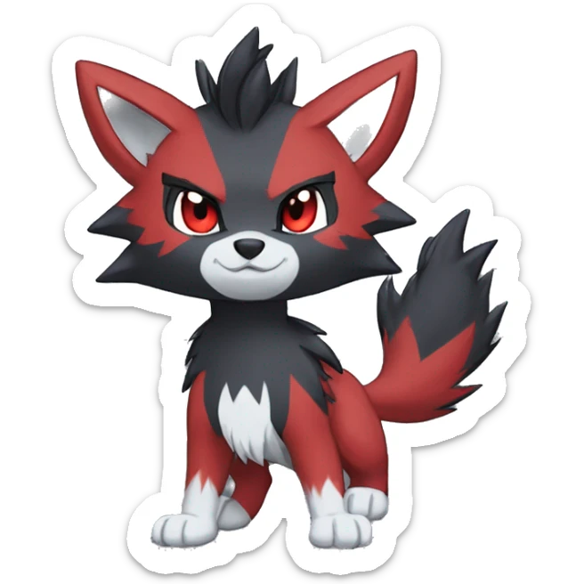 Black Cool Edgy Anthro Quilava Litten Zoroark Zorua Fakémon  with White and Red Edgy markings sticker