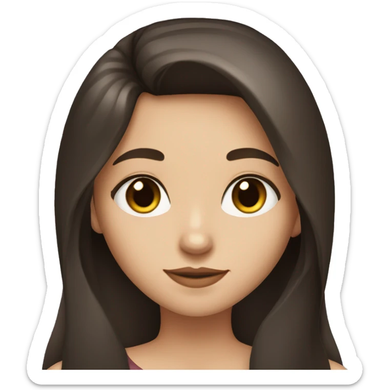 Brunette girl with long hair and brown eyes and fair skin with black cat sticker