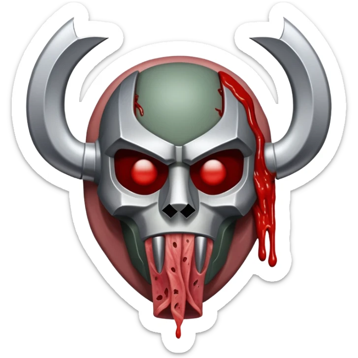 A piece of meat with a MF DOOM mask on top of it sticker