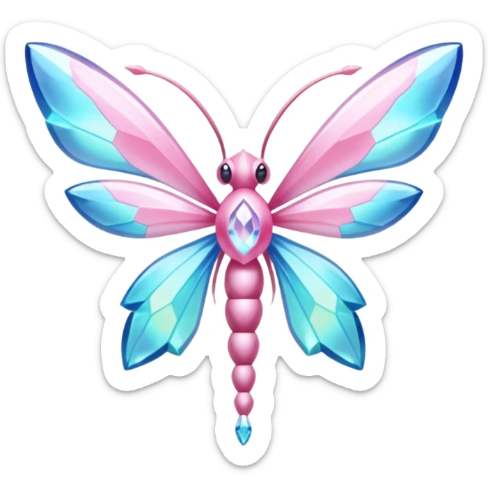 Shiny luminescent translucent diaphanous Diancie-Palkia-Amaura-Aurorus-Salamence-aesthetic-fusion-crystal-fly-decoration-deco-thing-object sticker