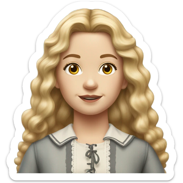 Mary Ingalls with long wavy  blonde hair pretty and detailed and realistic sticker