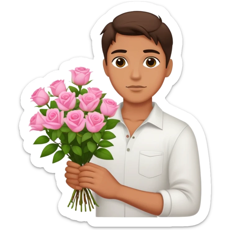The bad boy is holding a bouquet of pink jasmine roses sticker