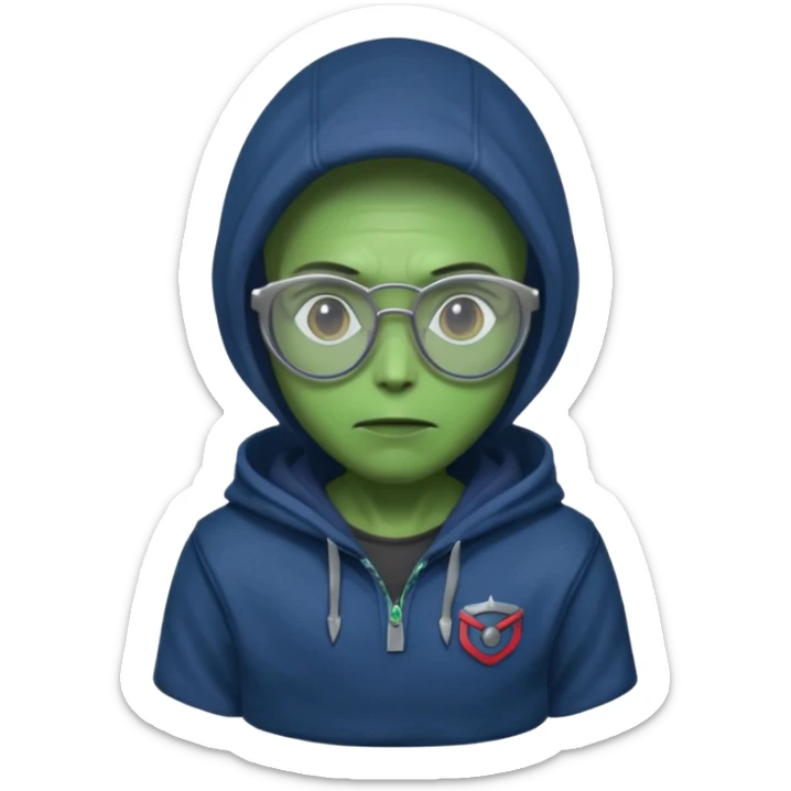 alien wear hoodie and glasses in guardian of the galaxy sticker