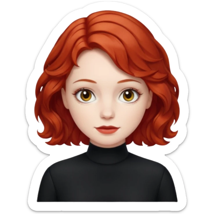Julia Grant from Summer of Fear with short red wavy hair, black outfit sticker