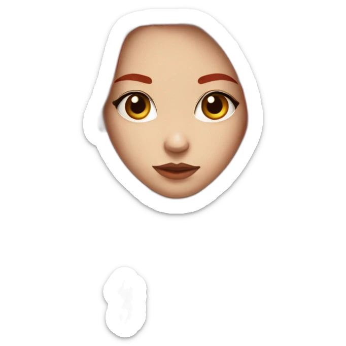 Girl with blood long red hair and bang and white ouchanka sticker