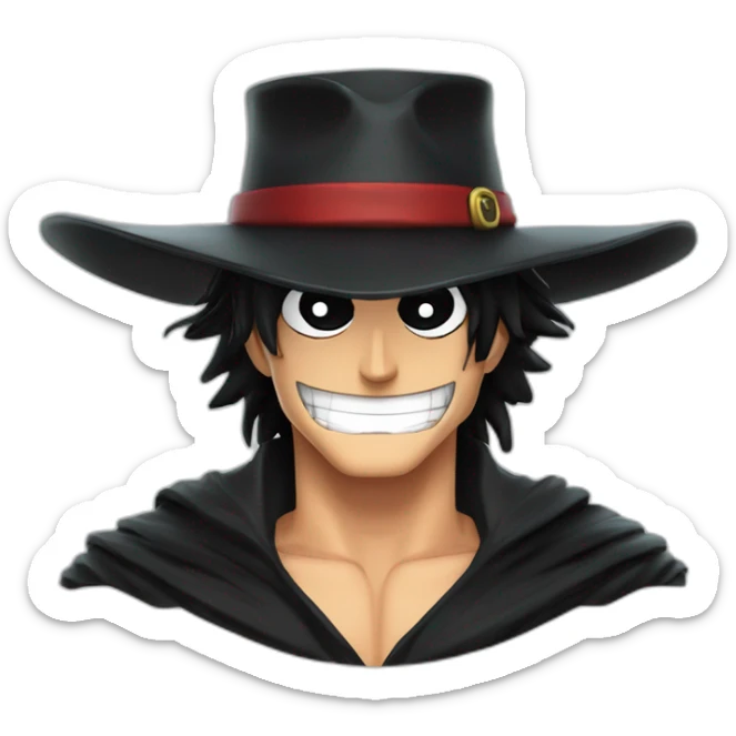 One piece personnage de Zorro avec ses sabres et de Luffy avec son chapeau dans la main sticker