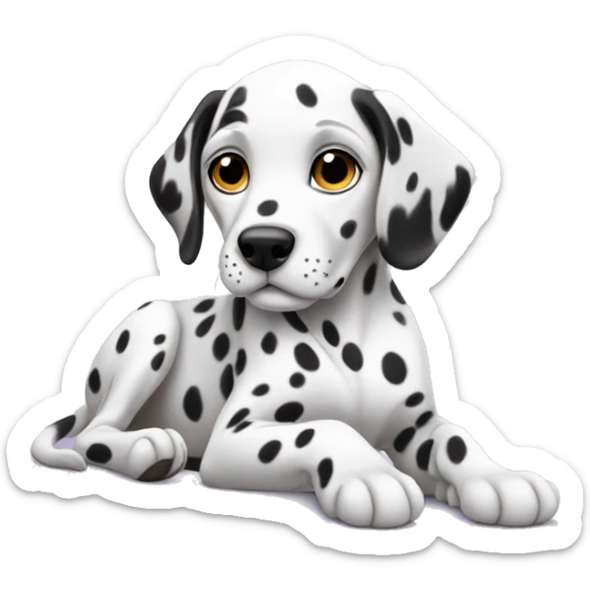 Dalmatian puppy laying sticker