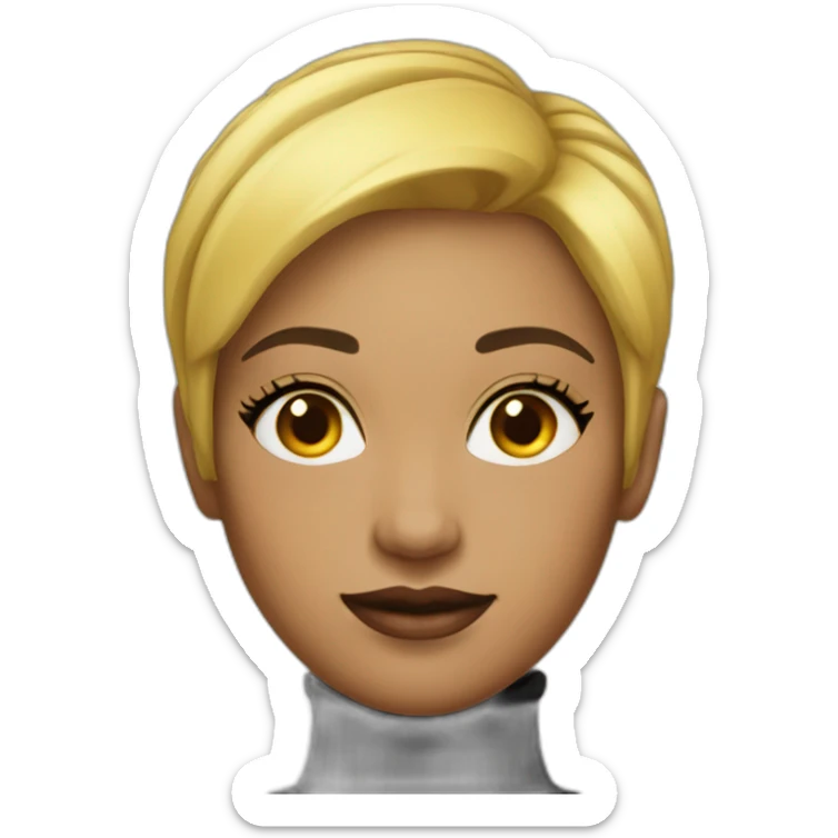 yellow skin beautiful woman with short hair wearing black turtleneck sticker