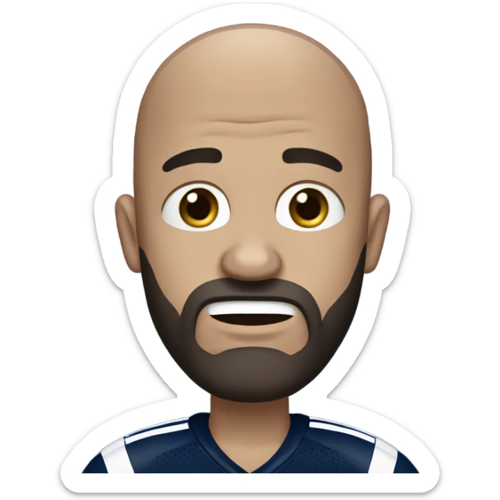 Bald white male with dark brown beard. He is holding dark blue Dallas Cowboys hat. He’s crying because he’s ashamed of being bald  sticker