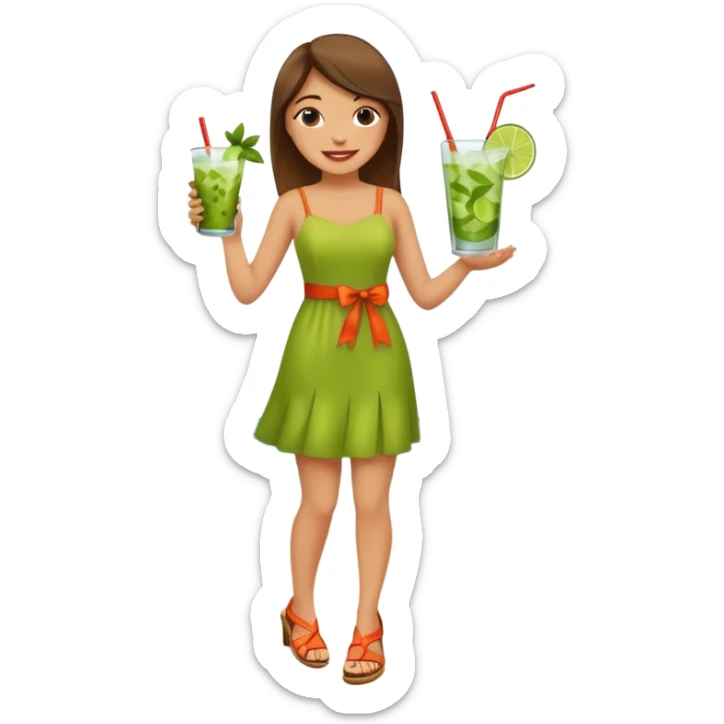 Un zapato con cara feliz vestido de un puertorriqueño con un mojito en la mano y está en la playa  sticker