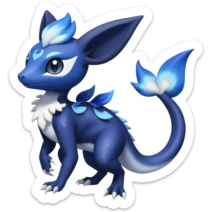 Nebulae Salandit-Meowstic-Noibat-Fakémon-hybrid-creature (full body)  sticker
