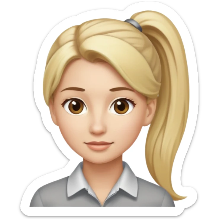 Professional woman with blonde hair in a ponytail and light brown eyes sticker