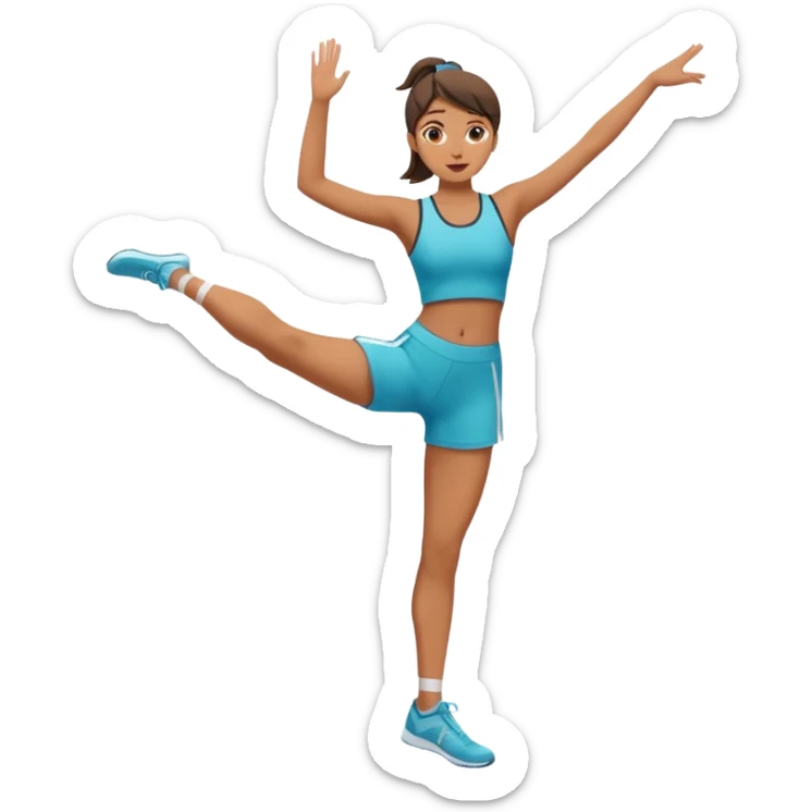 The girl stands on one leg, raising her leg to the very top  sticker