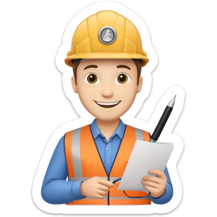 railway engineer carrying a piece of paper in front of him sticker