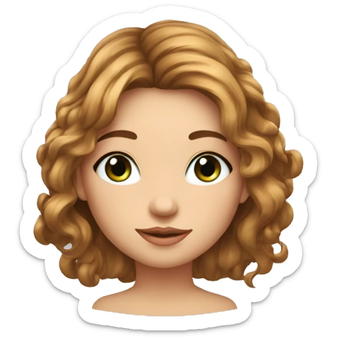 une fille avec les cheveux chatin claire, yeux verts et grans de beauté au niveau de la levre sticker